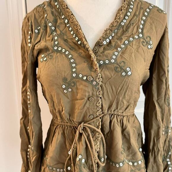 Made With Love Vintage 2000s Size Small Beautiful Button Up Sequin Top - Picture 4 of 5